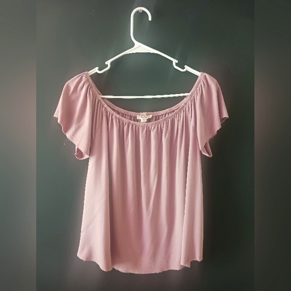 Ultra Flirt Tops - ULTRA FLIRT MEDIUM LIGHT PINK WOMEN'S OFF THE SHOULDER SUMMER TOP